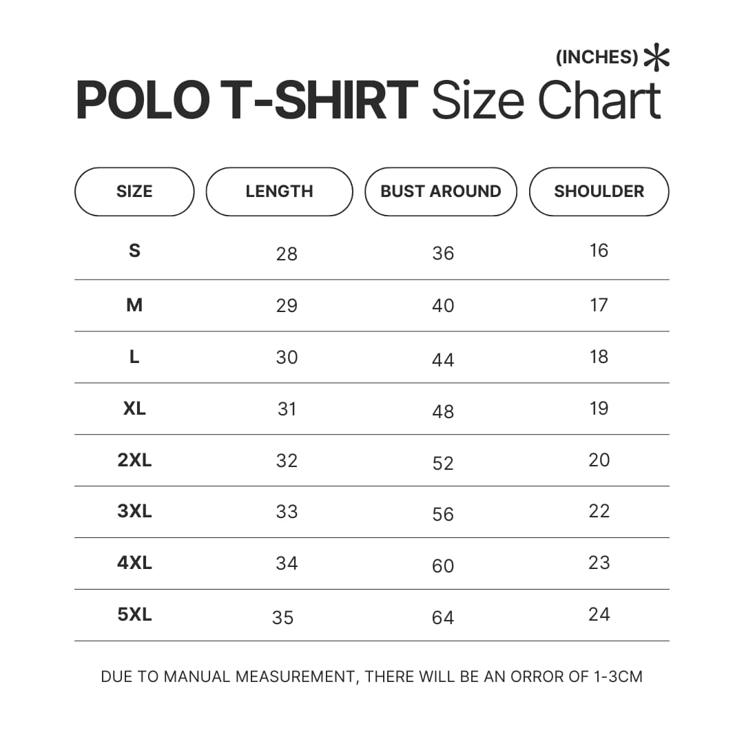 3D Polo Shirt Size Chart - Suicide Boys Shop