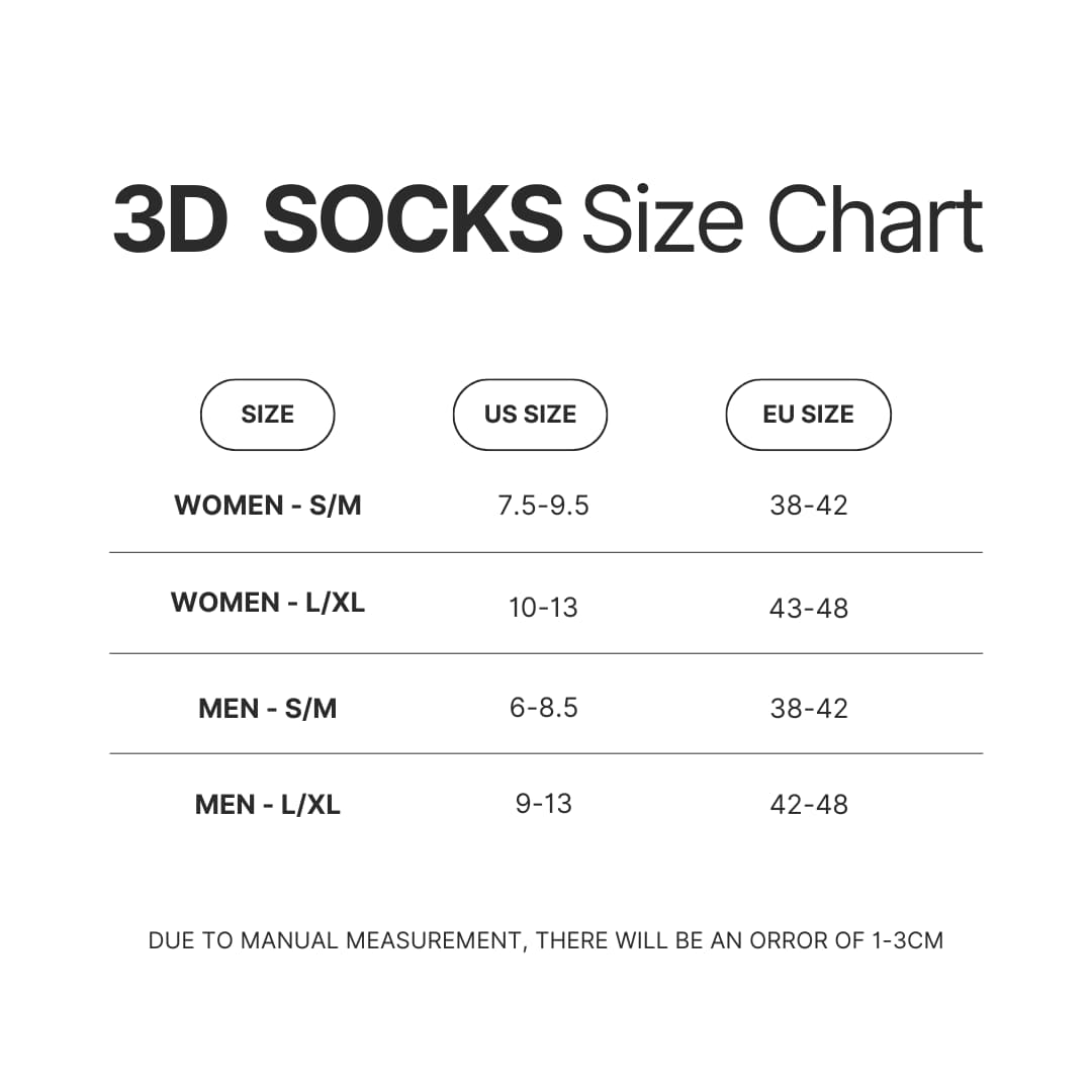 3D Socks Size Chart - Suicide Boys Shop