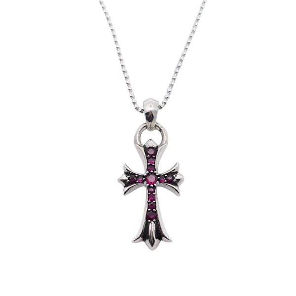 Red diamond water drop cross necklace - Image 2