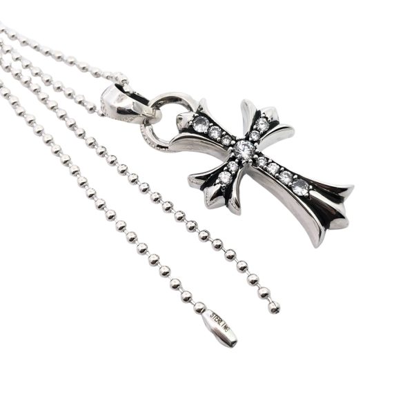 White diamond water drop cross necklace - Image 2