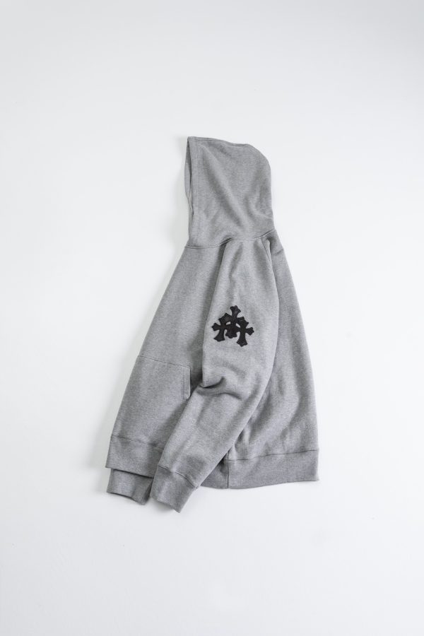 Chrome Hearts Paper Jam Cross Hoodie ‘Heather Grey’ - Image 2