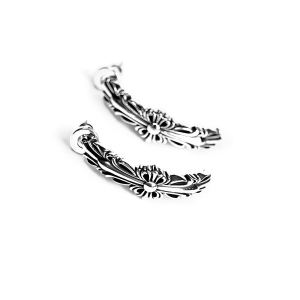 CHROME HEARTS DOUBLE FLORAL CROSS HOOP EARRING