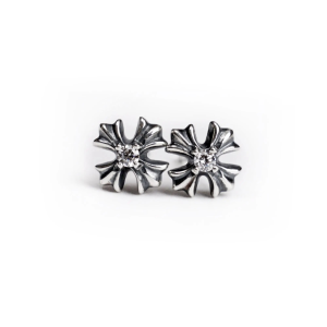 CHROME HEARTS PLUS STUD EARRINGS WITH DIAMONDS