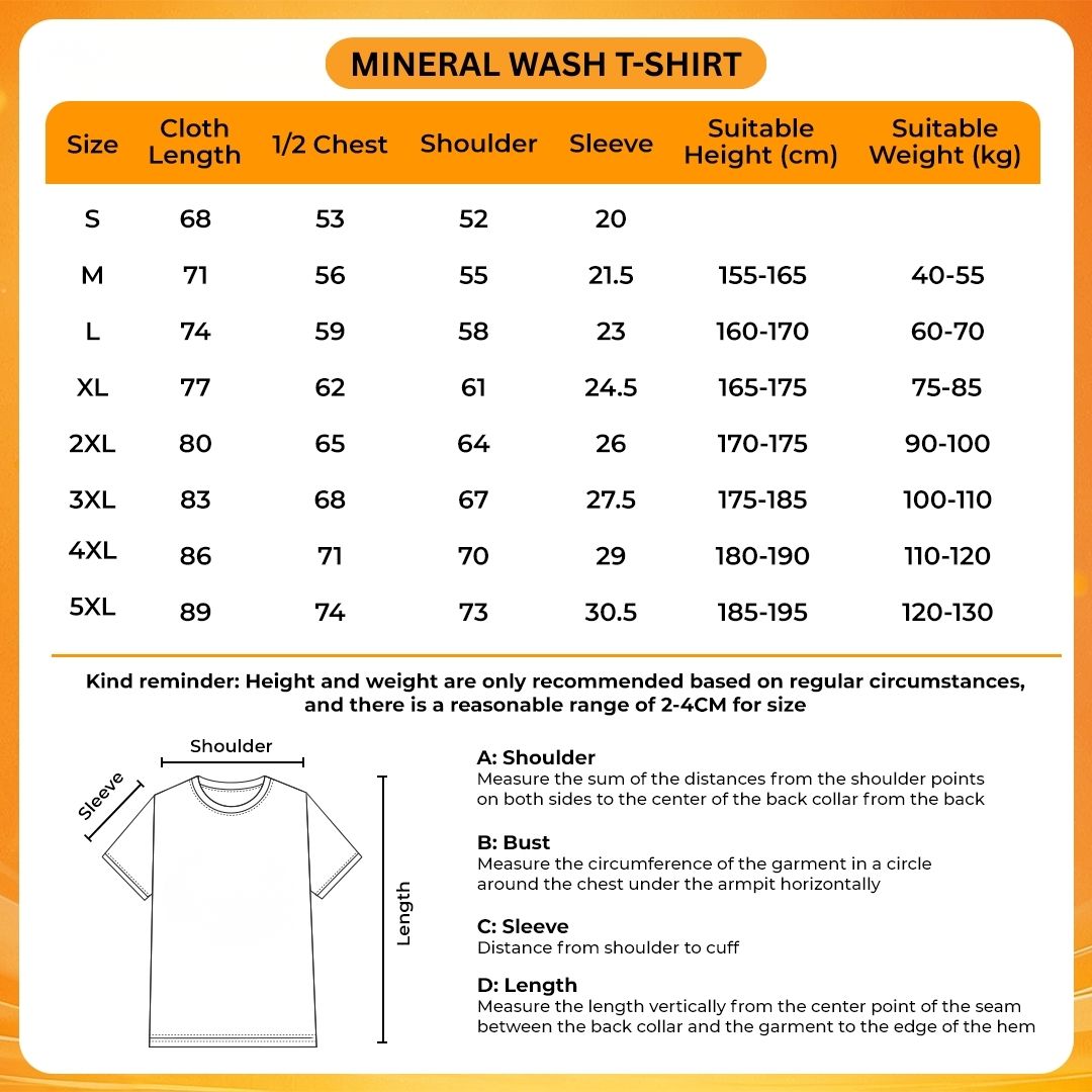 Mineral Wash T Shirt Size Chart - Suicide Boys Shop